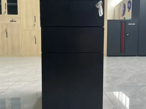 Black 3 Drawers Moblie Pedestal Steel File Cabinet