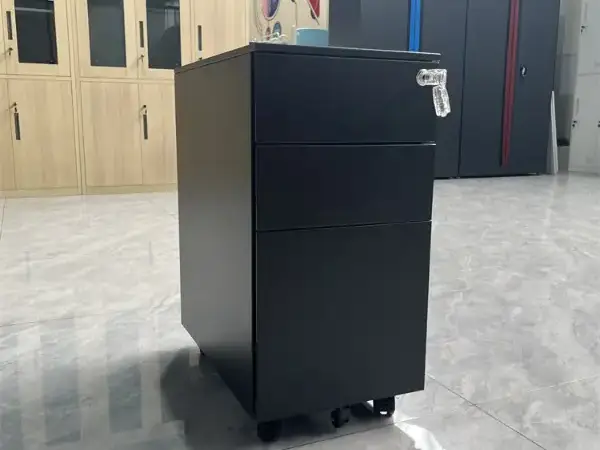Black 3 Drawers Moblie Pedestal Steel File Cabinet