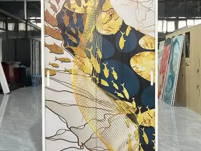 Gold Color Sliding Door Wardrobe