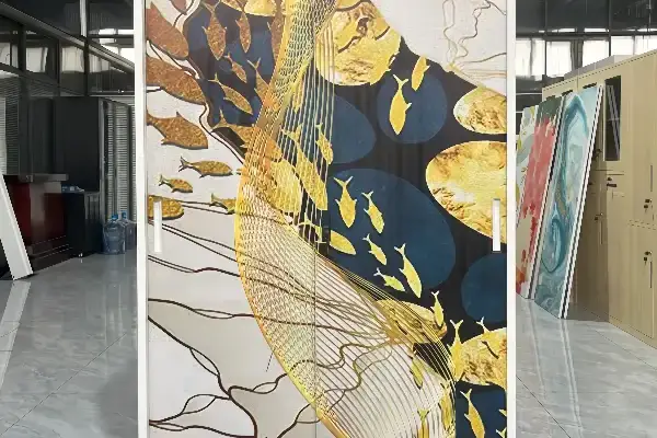 Gold Color Sliding Door Wardrobe