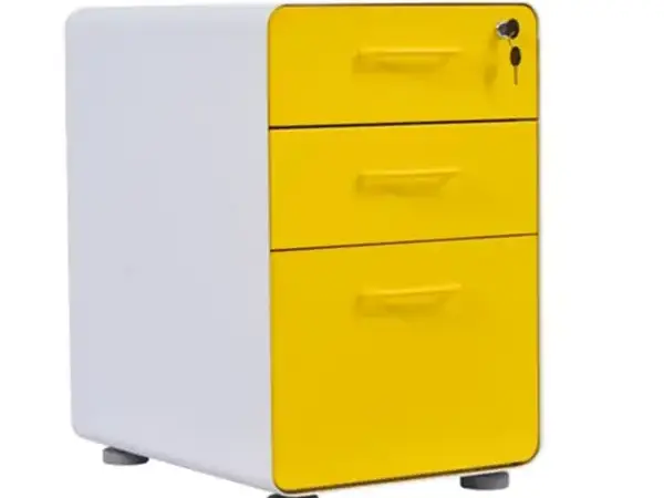 Metal 3 Drawers Filing Cabinet with Wheels