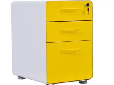 Metal 3 Drawers Filing Cabinet with Wheels
