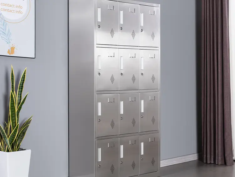 Stainless Steel 12 Locker Cabinet-2