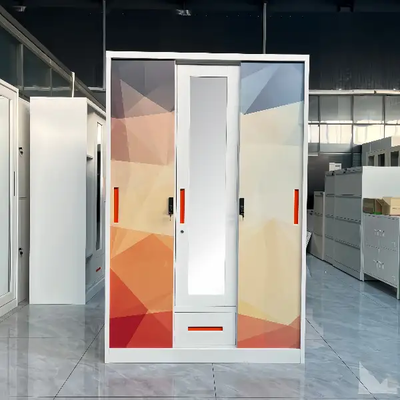Steel 3-Door Colorful Printed Pattern Wardrobe