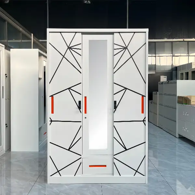Steel 3-Door Petal Shape Printed Pattern Wardrobe