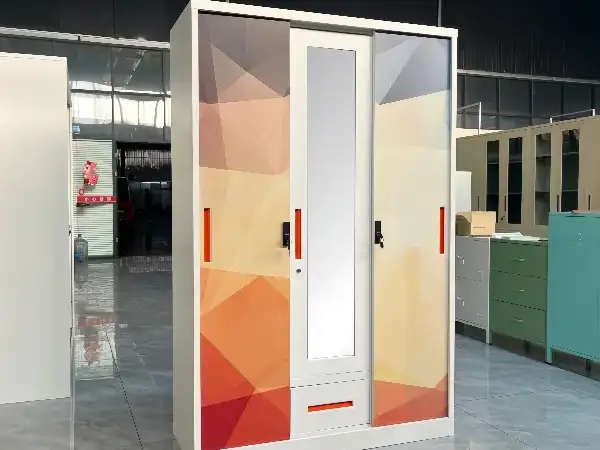 Steel 3-Door Colorful Printed Pattern Wardrobe
