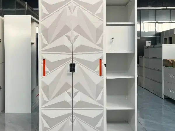 Steel 3-Door Rock Printed Pattern Wardrobe