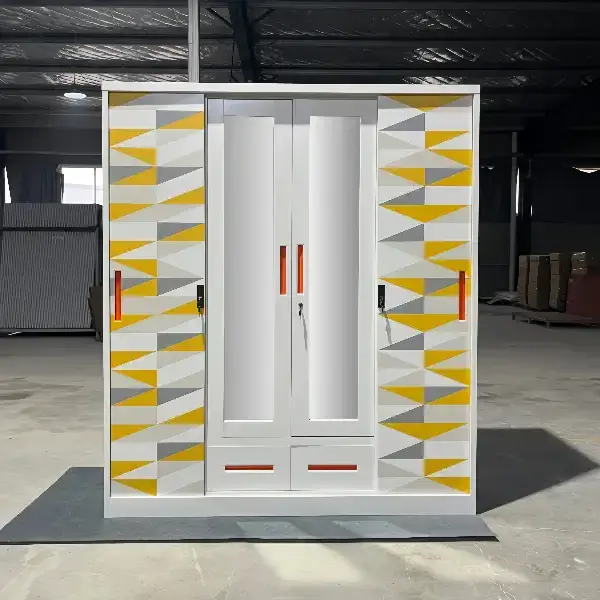Steel 4-Door New Design Wardrobe With 2-Drawer