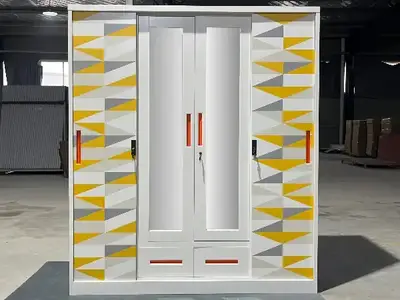 Steel 4-Door New Design Wardrobe With 2-Drawer
