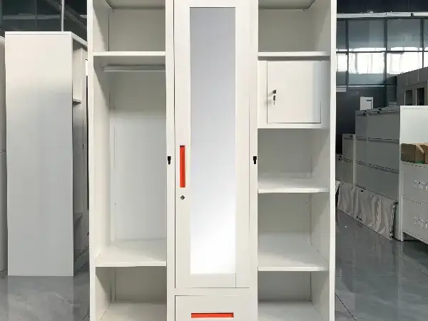 Steel 3-Door Rock Printed Pattern Wardrobe