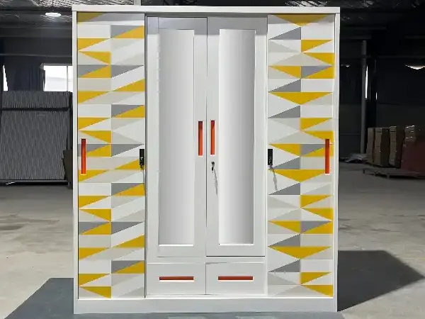 Steel 4-Door New Design Wardrobe With 2-Drawer