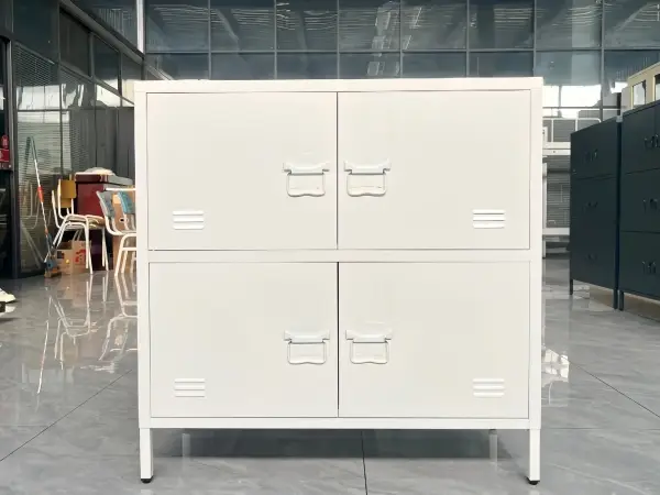 White High Foot 4 Doors Low Cabinet