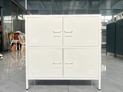 White High Foot 4 Doors Low Cabinet