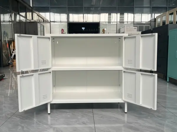 White High Foot 4 Doors Low Cabinet-2