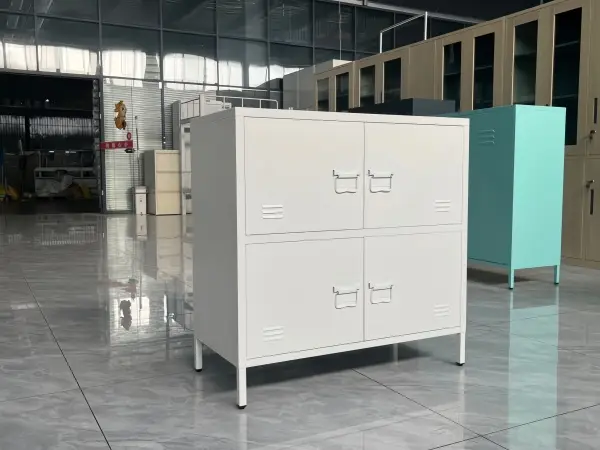 White High Foot 4 Doors Low Cabinet-1