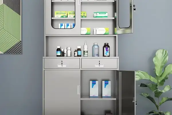 Stainless steel two-drawer chest